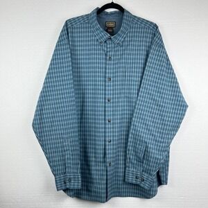 CE Schmidt Workwear Mens 2XL Blue Plaid Long Sleeve Button Down Shirt Cotton
